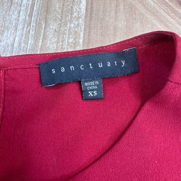 Sanctuary Red Chiffon Sleeveless Blouse Tank Womens XS Round Neck Relaxed Fit - Picture 7 of 8